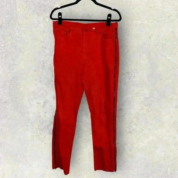 Orange/red dg pants with zipper side size 8 - Picture 1 of 3